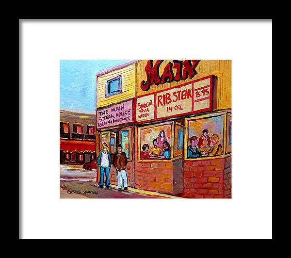The Main Steakhouse Framed Print featuring the painting The Main Steakhouse On St. Lawrence by Carole Spandau