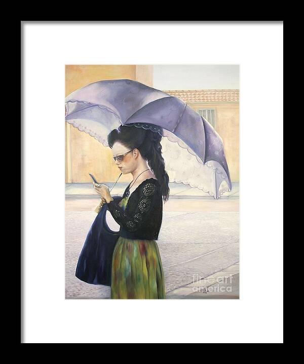 Portrait Framed Print featuring the painting The Message by Marlene Book