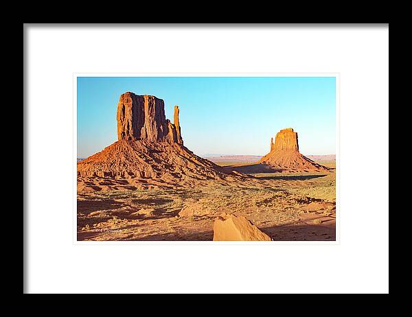 The Mittens Framed Print featuring the photograph The Mittens, Sandstone Buttes, Monument Valley by A Macarthur Gurmankin