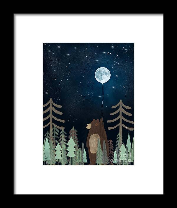 Bears Framed Print featuring the painting The Moon Balloon by Bri Buckley