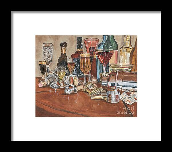 Alcohol Framed Print featuring the painting The Morning After by Debbie DeWitt