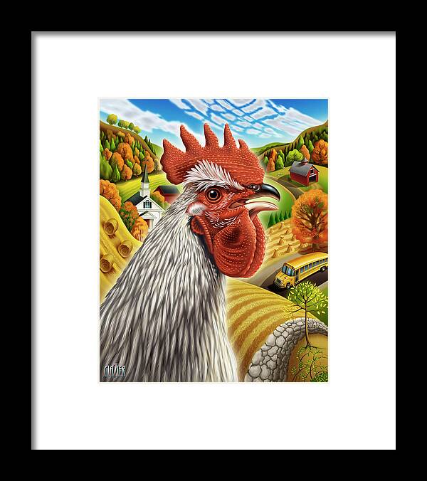 Morning Framed Print featuring the digital art The Morning Rooster by Garth Glazier
