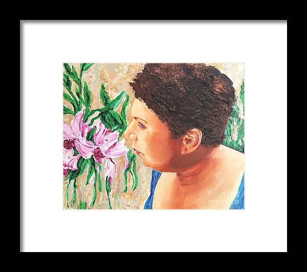 Acrylic Framed Print featuring the painting The Most Beautiful Girl In The Garden by Eli Gross