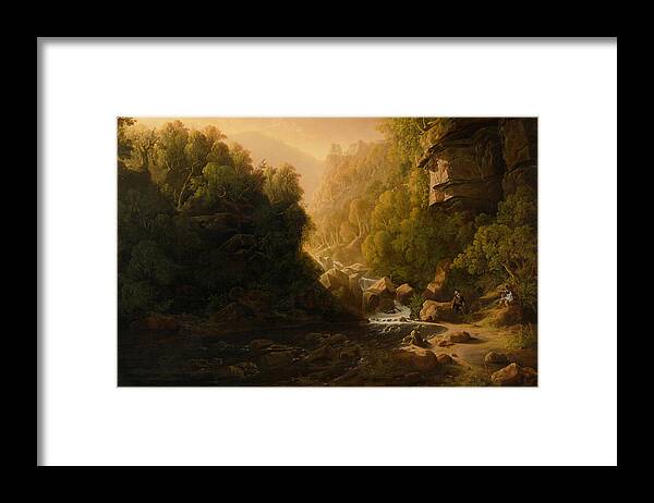 Irish Art Framed Print featuring the painting The Mountain Torrent by Francis Danby