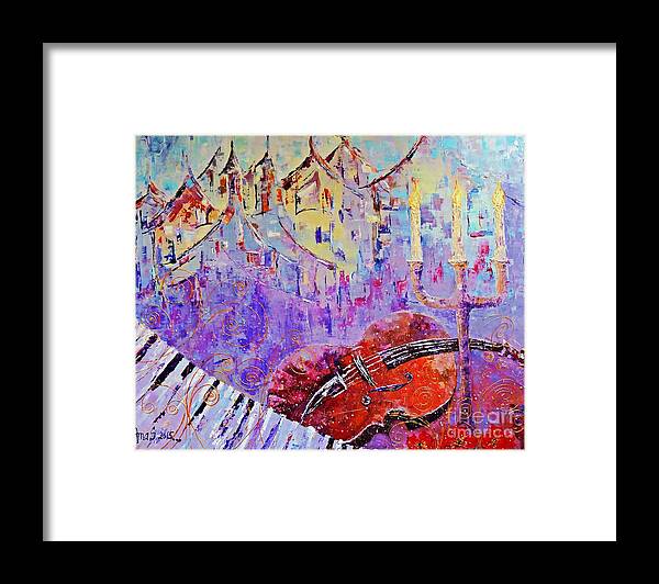 Music Framed Print featuring the painting The Music of the Silence by Amalia Suruceanu