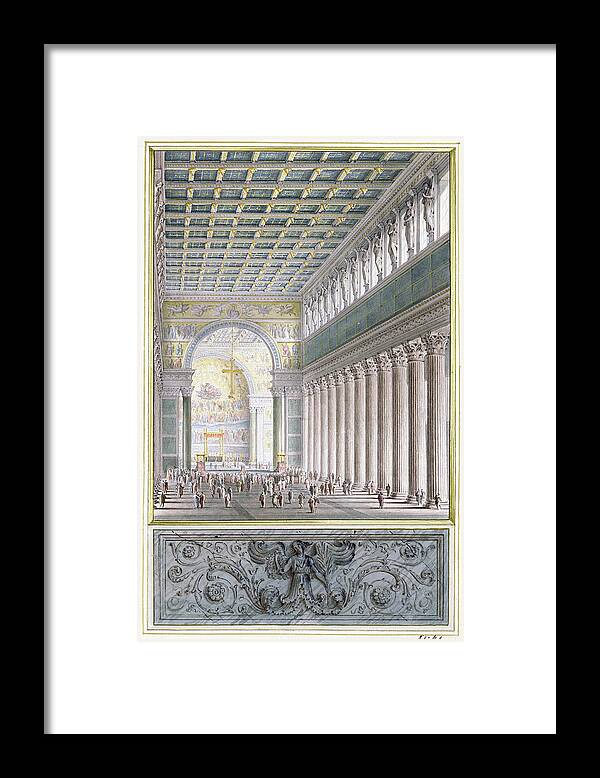 Karl Friedrich Schinkel Framed Print featuring the painting The Nave, Apse, and Crossing of a Cathedral for Berlin by Karl Friedrich Schinkel