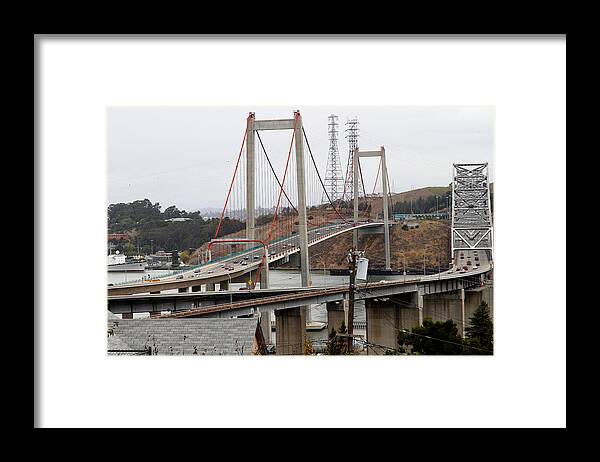 Transportation Framed Print featuring the photograph The New Alfred Zampa Memorial Bridge and The Old Carquinez Bridge . 7D8915 by Wingsdomain Art and Photography
