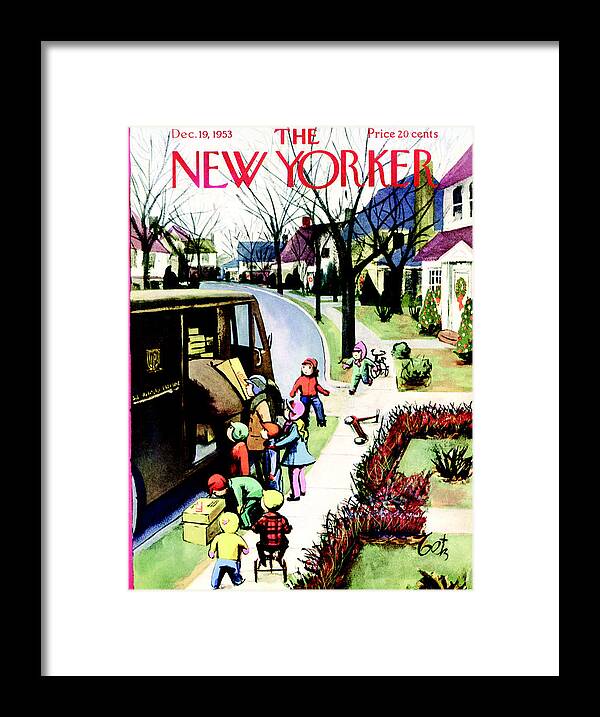 Holiday Framed Print featuring the painting New Yorker December 19th, 1953 by Arthur Getz