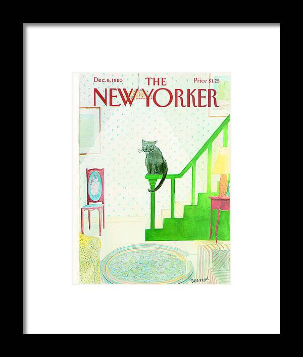 Cat Framed Print featuring the photograph The New Yorker Cover - December 8th, 1980 by Jean-Jacques Sempe