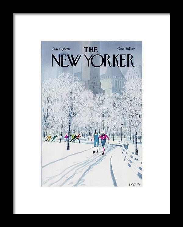 Sports Framed Print featuring the painting New Yorker January 29th, 1979 by Charles Saxon