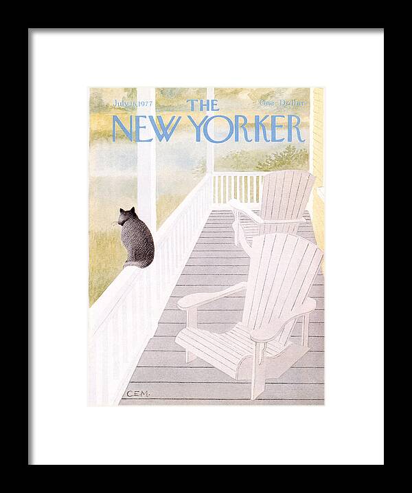 Cat Framed Print featuring the painting New Yorker July 18th, 1977 by Charles E Martin