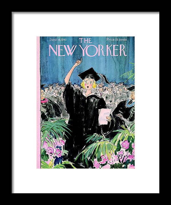 Graduation Framed Print featuring the painting New Yorker June 14, 1941 by Perry Barlow