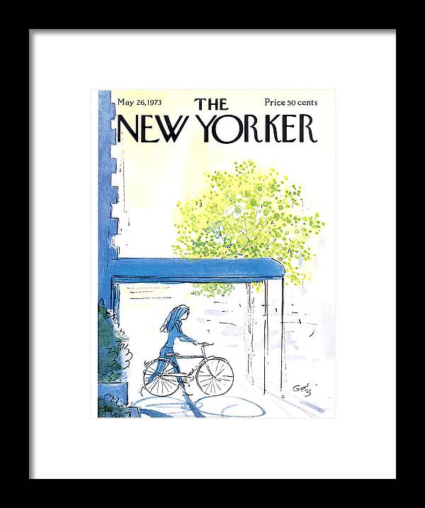 Bicycle Framed Print featuring the painting The New Yorker Cover - May 26th, 1973 by Arthur Getz
