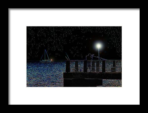 Casting Framed Print featuring the painting The Night Caster by David Lee Thompson