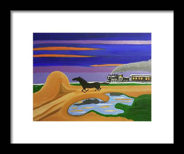 Horse Framed Print featuring the painting The Night Race by Margaret Harmon