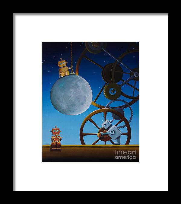 Robots Framed Print featuring the painting The Night Shift by Cindy Thornton