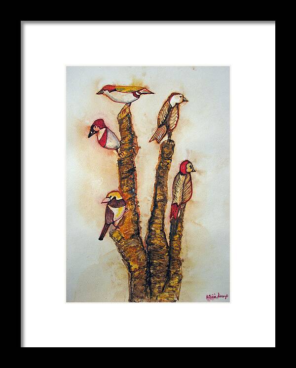 Birds Framed Print featuring the painting The Night Watchers by Patricia Arroyo