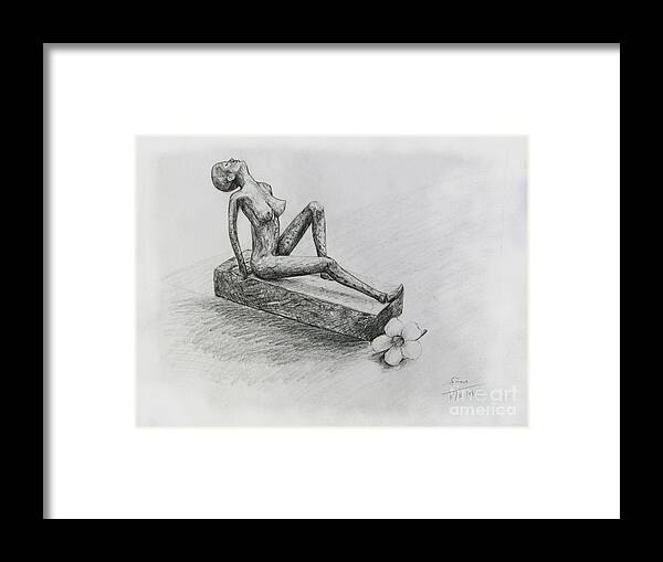 Nude Framed Print featuring the drawing The Nude Sculpture by Sukalya Chearanantana