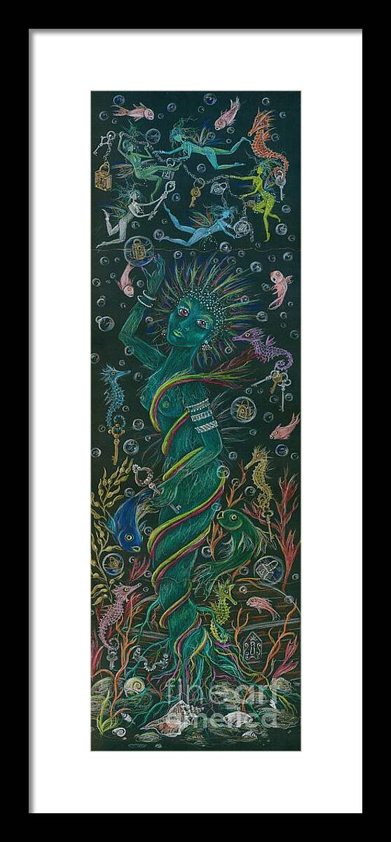 Fairy Framed Print featuring the drawing The Ocean She by Dawn Fairies