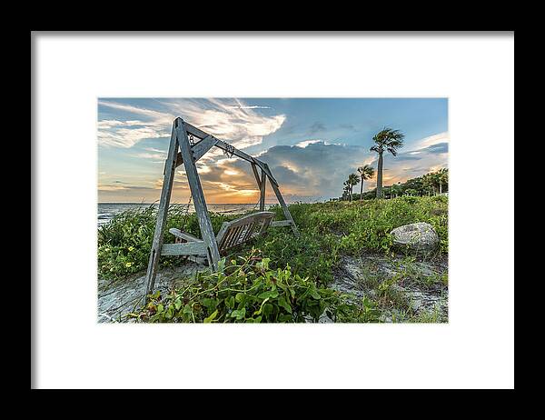 Sullivan's Island Framed Print featuring the photograph The Old Beach Swing - Sullivan's Island, SC by Donnie Whitaker