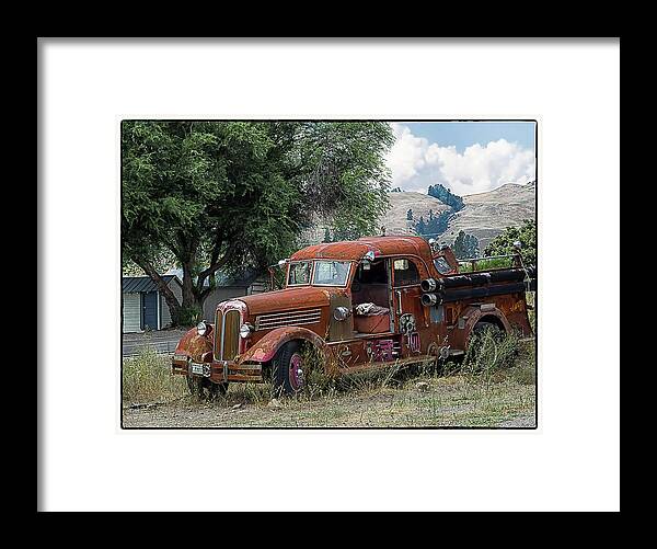 Vintage Framed Print featuring the photograph The Old Fire Truck by Lynn Wohlers