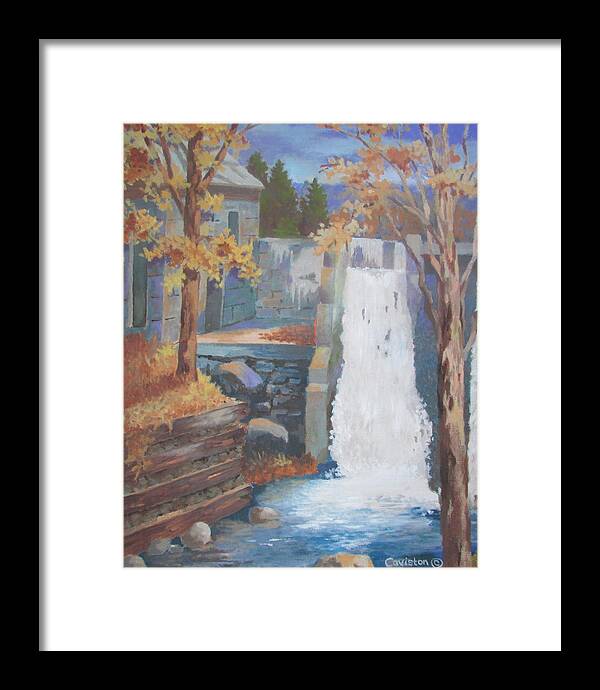 Water Framed Print featuring the painting The Old Mill Falls by Tony Caviston
