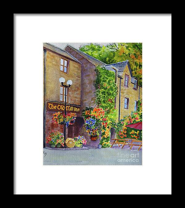 Scotland Framed Print featuring the painting The Old Mill Inn by Karen Fleschler