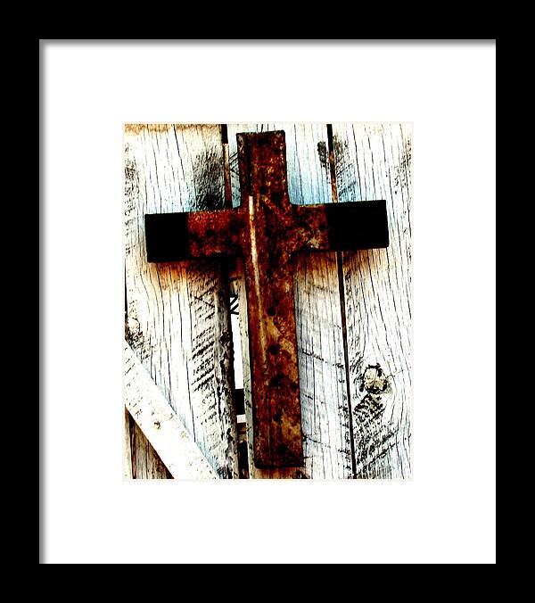 Cross Framed Print featuring the photograph The Old Rusted Cross by Wayne Potrafka