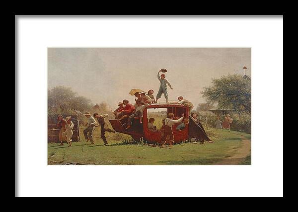 Eastman Johnson (american Framed Print featuring the painting The Old Stagecoach by MotionAge Designs