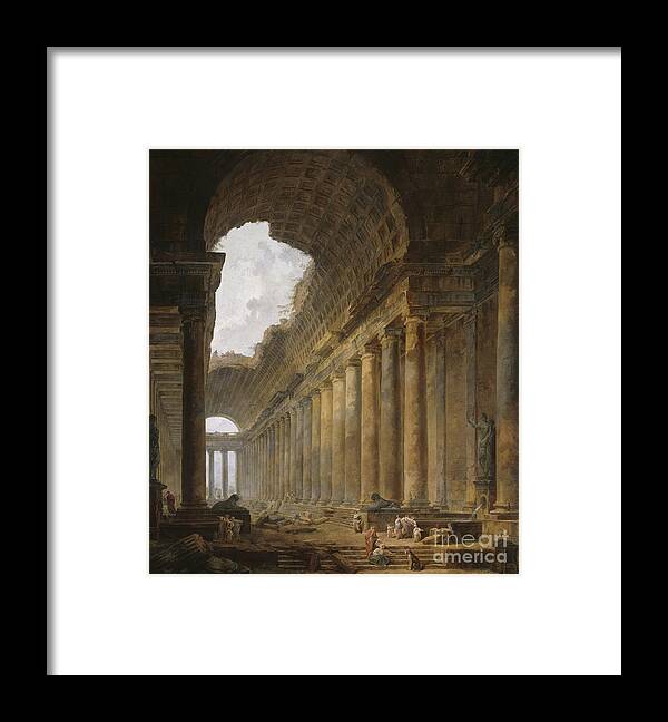 Capriccio Framed Print featuring the painting The Old Temple by Hubert Robert