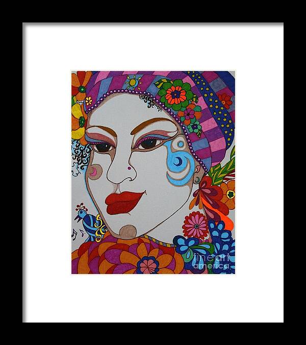 Females Framed Print featuring the drawing The Opera Singer by Alison Caltrider