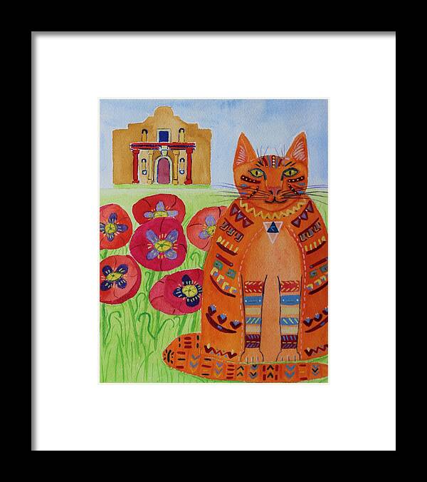 Orange Cat Framed Print featuring the painting the Orange Alamo Cat by Vera Smith