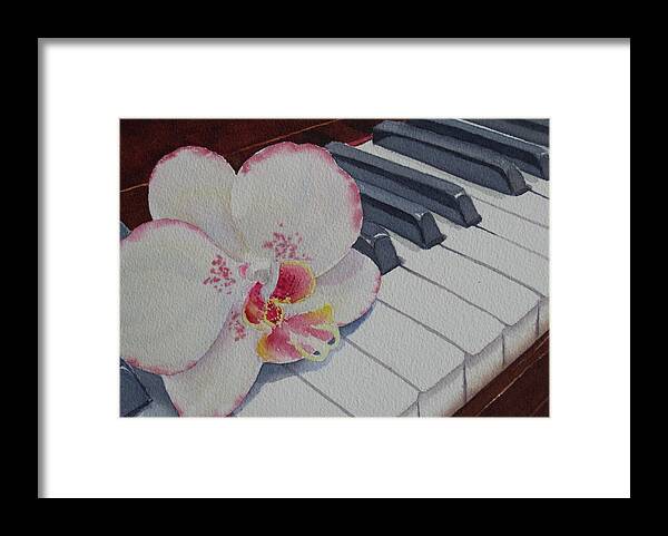Piano Framed Print featuring the painting The Orchids Song by Judy Mercer
