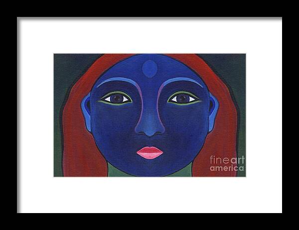 Feminine Face Framed Print featuring the digital art The Other Side - Full Face 1 by Helena Tiainen