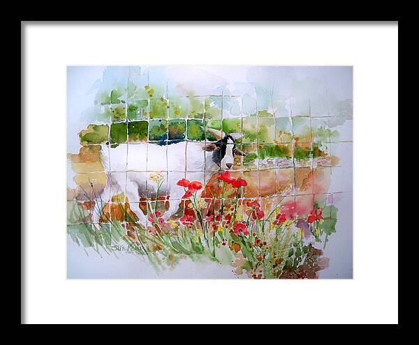 Goat Framed Print featuring the painting The Other Side of the Fence by Sue Kemp