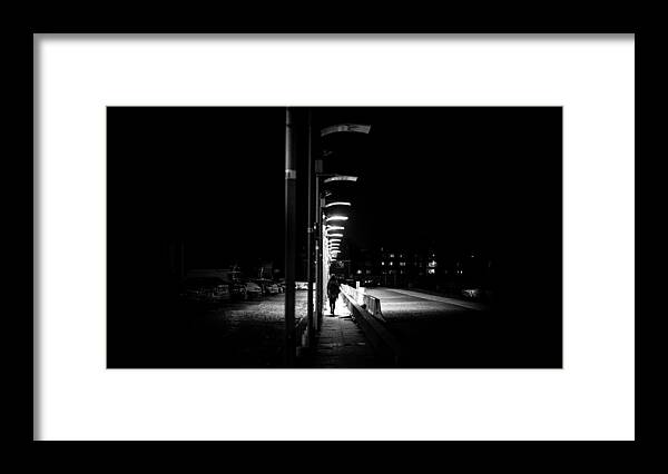 55mm Framed Print featuring the photograph The path - Dublin, Ireland - Black and white street photography by Giuseppe Milo