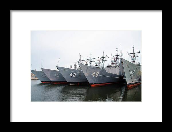The Framed Print featuring the photograph The Philadelphia Navy Yard by Bill Cannon