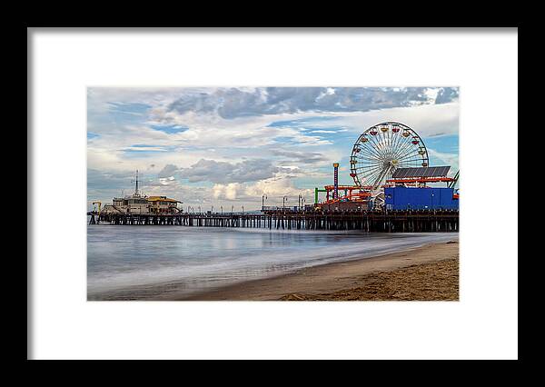Santa Monica Pier Framed Print featuring the photograph The Pier On A Cloudy Day by Gene Parks