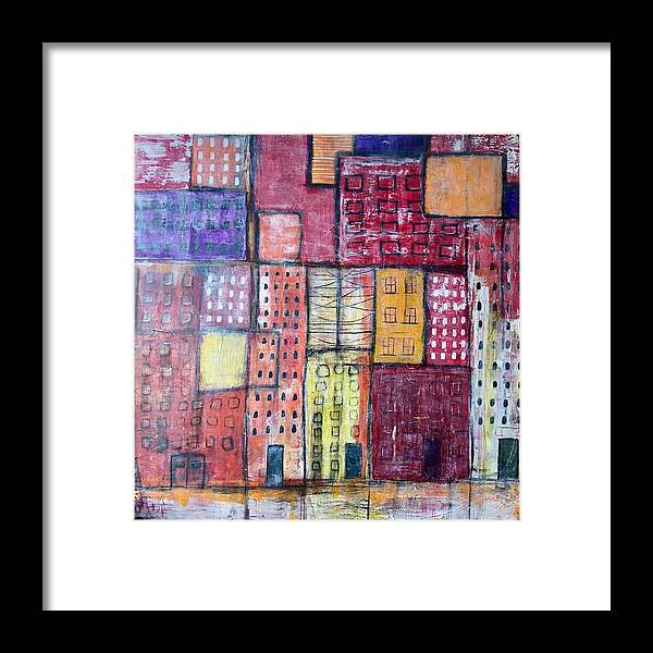 City Life Framed Print featuring the painting The place where you live by Monica Martin
