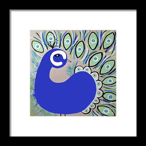 Peacock Framed Print featuring the painting The Playful Peacock by Jilian Cramb - AMothersFineArt