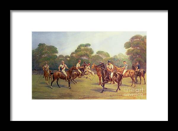 The Framed Print featuring the painting The Polo Match by C M Gonne