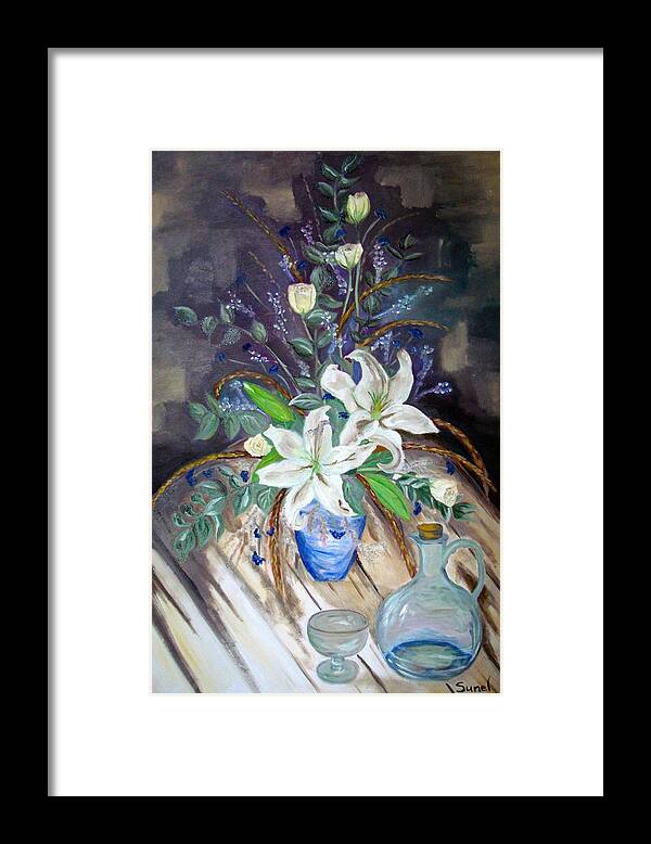 Lilies Framed Print featuring the painting The power of Flowers by Sunel De Lange
