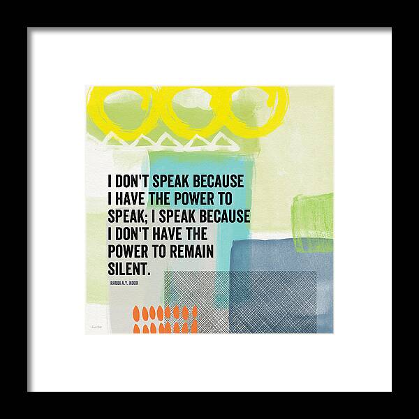 Faith Framed Print featuring the painting The Power To Speak- Contemporary Jewish Art by Linda Woods by Linda Woods