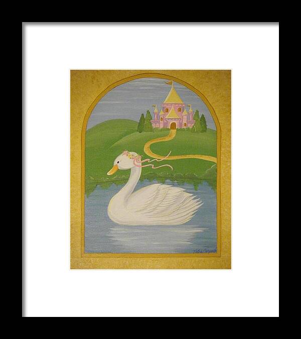 Swan Framed Print featuring the painting The Princess Swan by Valerie Carpenter
