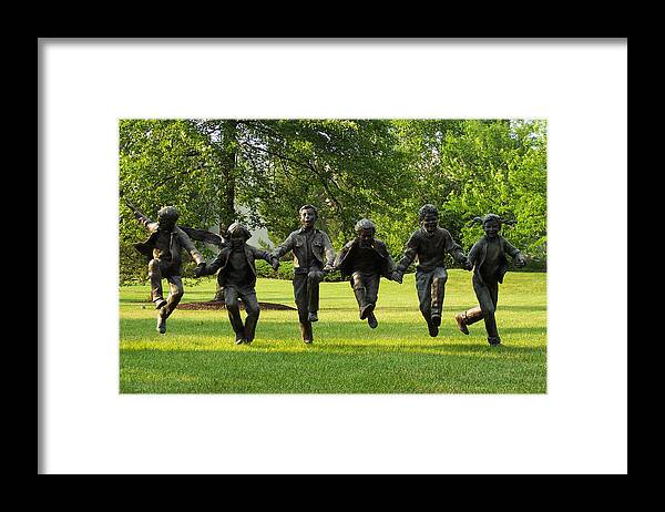 Puddle Jumpers Framed Print featuring the photograph The Puddle Jumpers At Byers Choice by Trish Tritz