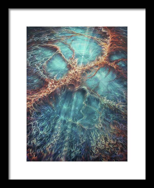 Nebula Framed Print featuring the painting The Racing Heart of the Crab Nebula by Lucy West