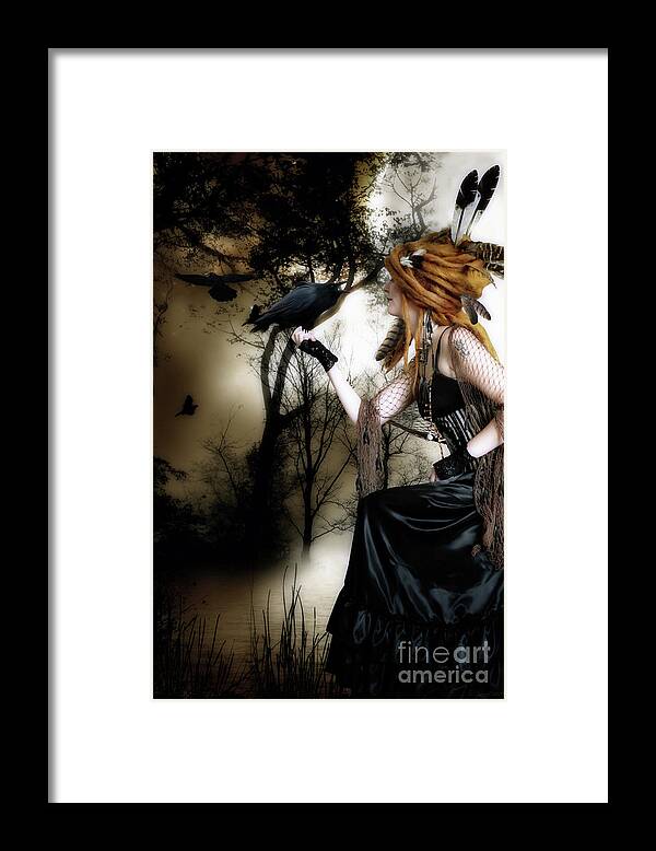 Nevermore Framed Print featuring the digital art The Raven by Shanina Conway