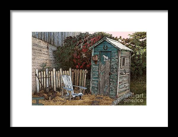 Outhouse Framed Print featuring the painting The Reading Room by Robert Hinves