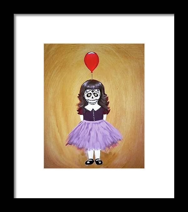 Day Of The Dead Framed Print featuring the painting The red balloon by Carole Hutchison