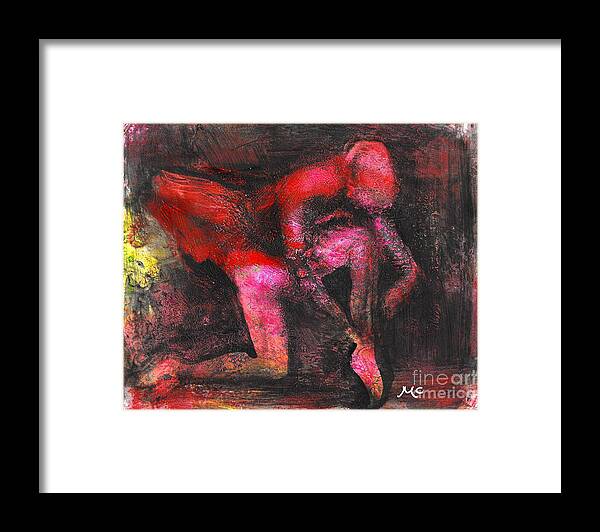 Dancer Framed Print featuring the mixed media The Red Dancer by Mafalda Cento